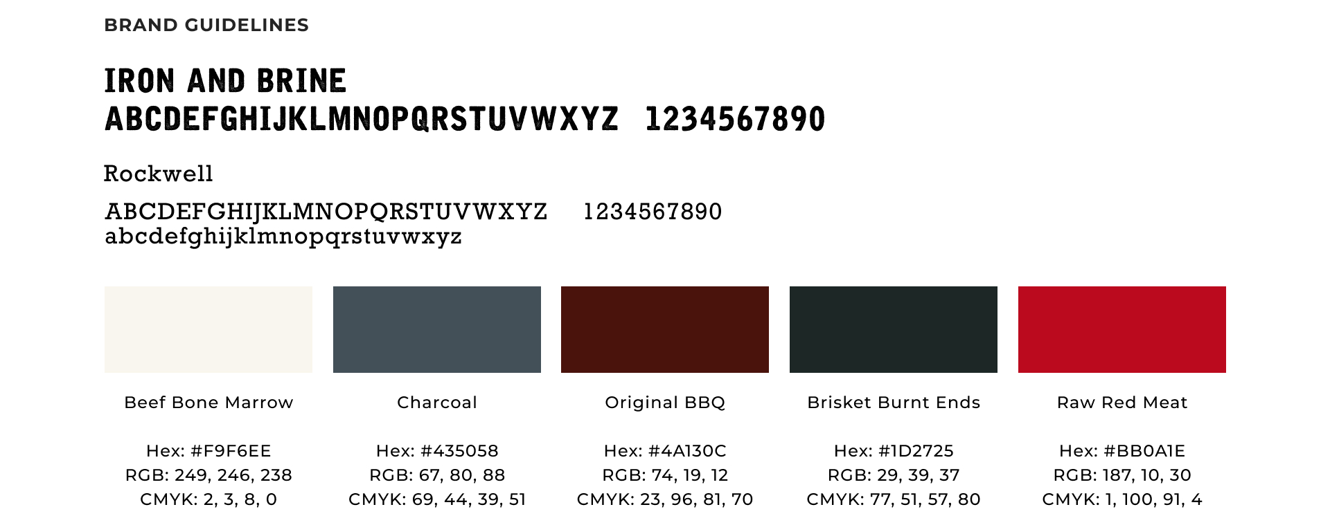 Brand guidelines for typography and colour.